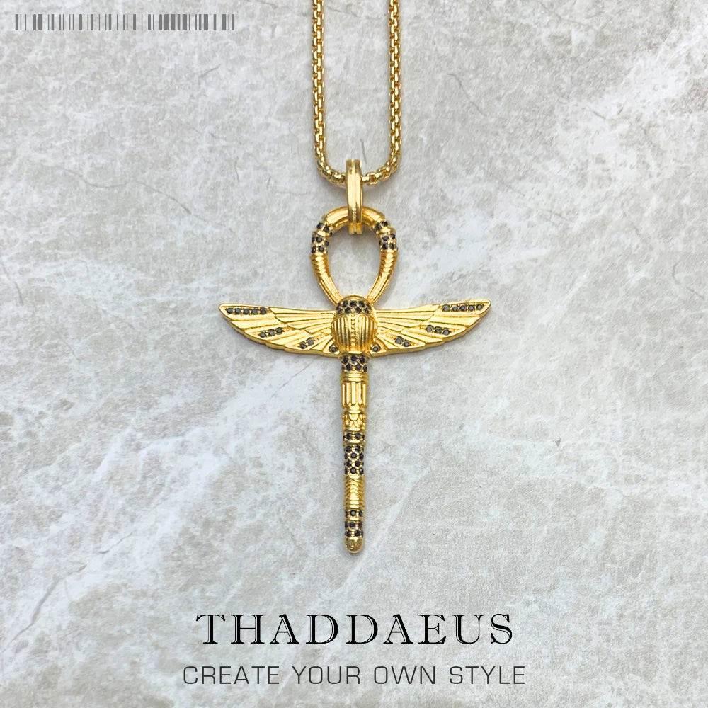 Necklace Cross of Life Ankh with Scarab Fine Jewelry Esoteric Protection.