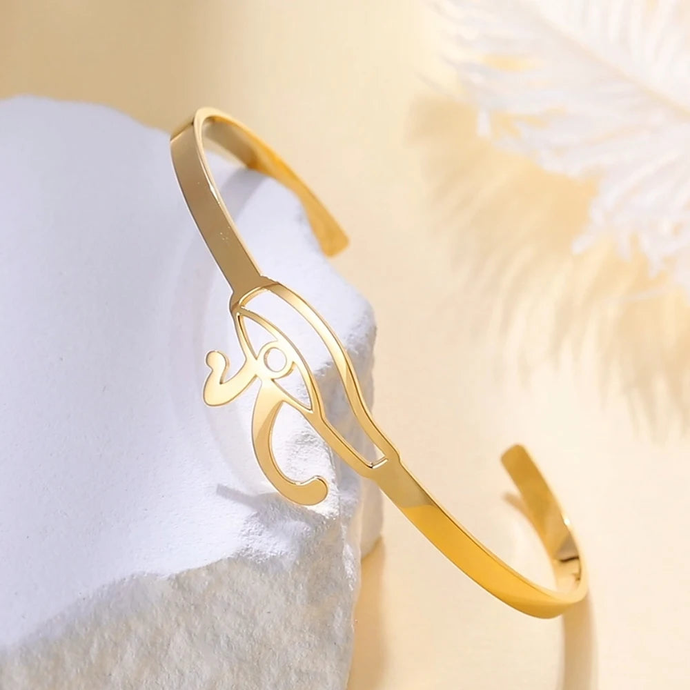 Eye of Horus Bracelet Stainless Steel Women Cuff Bangle Protection Amulet Jewelry.