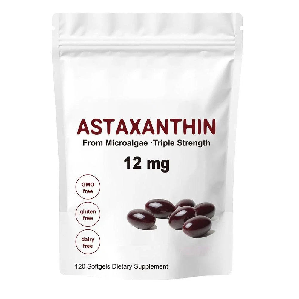 Astaxanthin 12mg, 120 soft gels, Premium Astaxanthin Antioxidant Supplements for Skin Health, Hair Growth, Collagen, Age Reversal, Removes Oxidative Stress, 6000 x’s more powerful than vitamin C