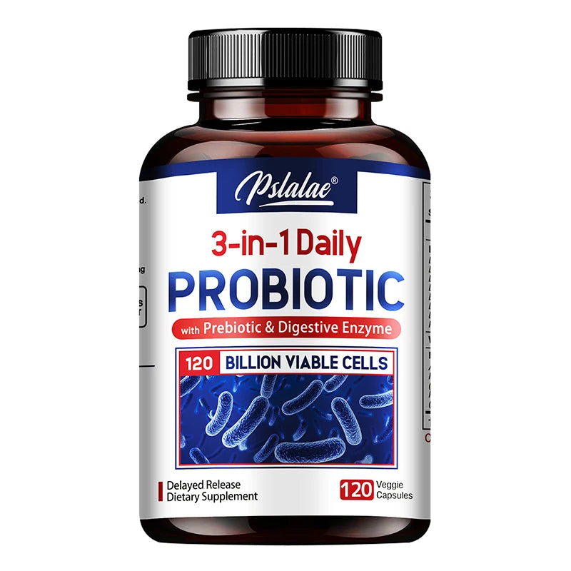 Probiotics + Digestive Enzymes - Improves Digestion and Immunity, Relieves Constipation, Intestinal Health - 120 Capsules