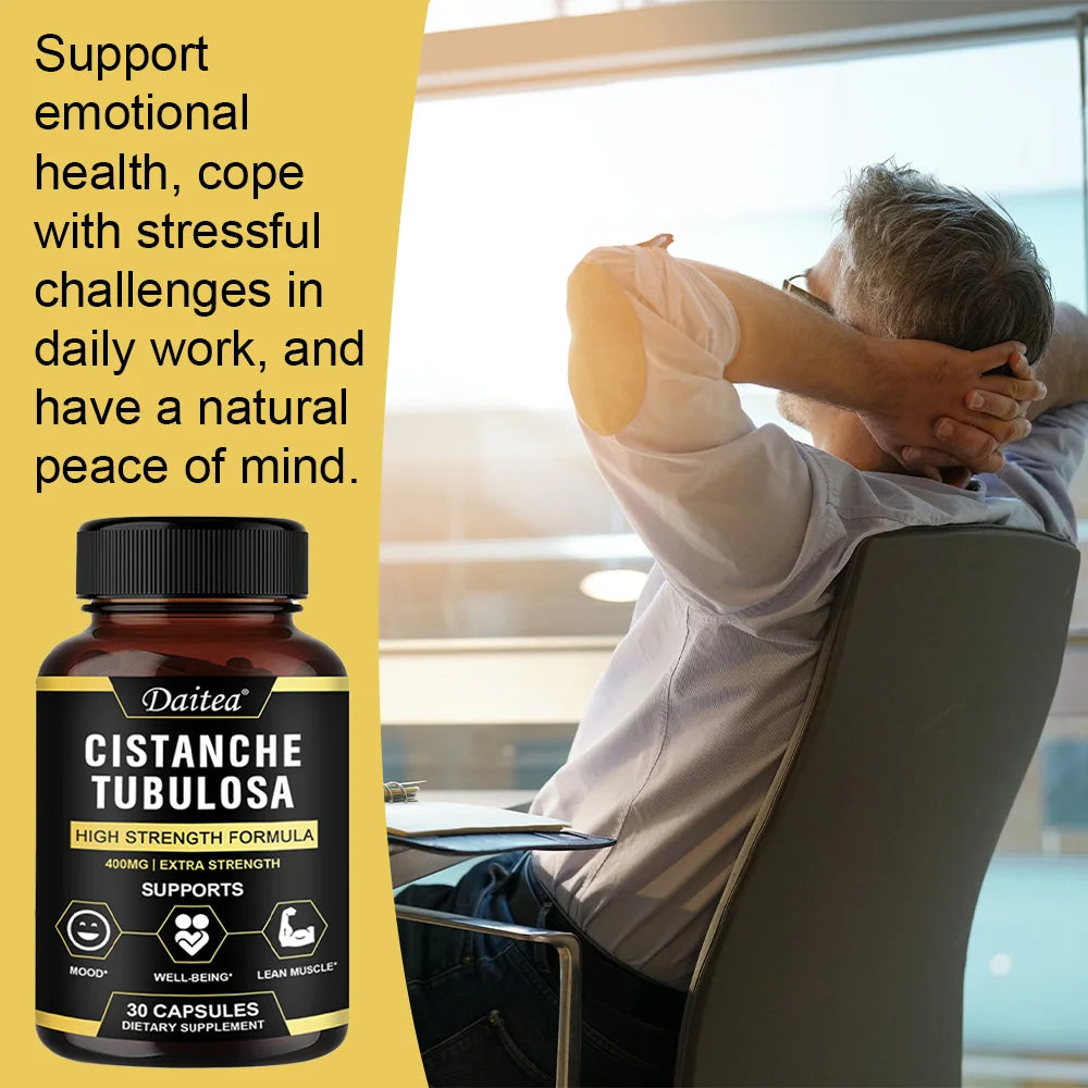Cistanche Tubulosa 400 Mg Capsules, Support Healthy Muscle, Immunity, testosterone and Memory , Non-GMO