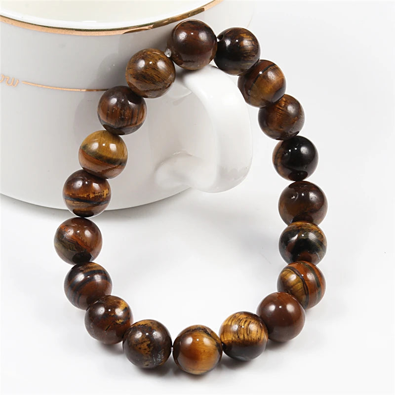 Natural Stone Beads Bracelets Volcanic Lava Tiger Eye Beads Yoga Esoteric Jewelry.