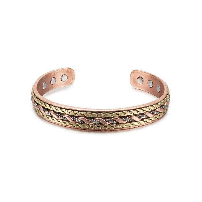 Vinterly Pure Copper Bracelets Magnetic Adjustable Braided Cuff 12mm Bangles Soft Metal Resizable Health Jewelry Men Women