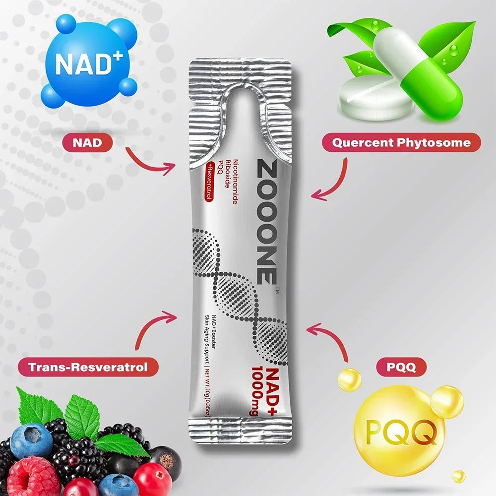 NAD+ Berry Flavored Drink Mix for Anti-Aging, Cellular Regeneration 🧬 Energy & Focus - 30 Packets.