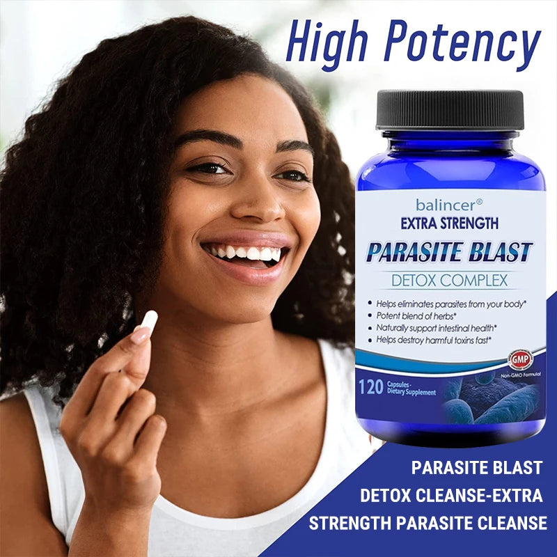PARASITE BLAST, Removes All Types of Parasites, Natural Gut Health, Cleanse Colon Detox + Cleanse, Liver Immunity.