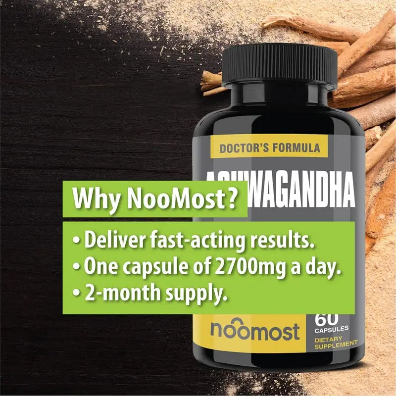 Organic Ashwagandha Capsules, Anti-Stress Relief, Mood Support & Focus Unisex