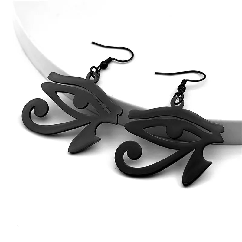 Ancient Egyptian Eye of Horus Dangle Earring for Women Stainless Steel Gold Color Amulet Earrings