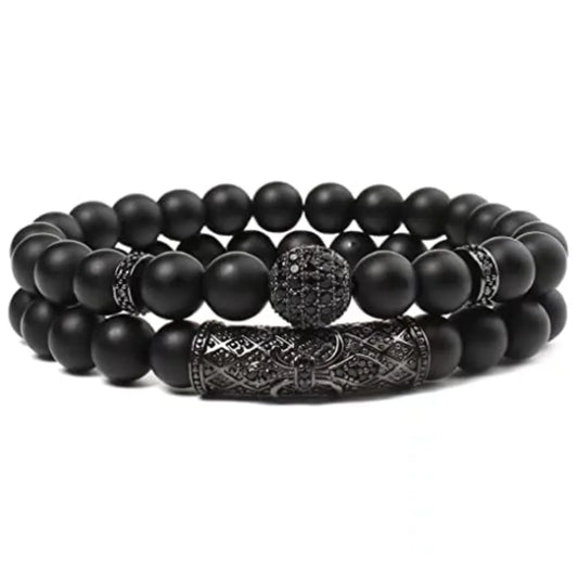 Blak Obsidian Bracelet, Handmade Beaded 8MM Crystal Beads,Adjustable Stretch Bracelet,Chakra Bracelet,Protection Bracelet,Bring
