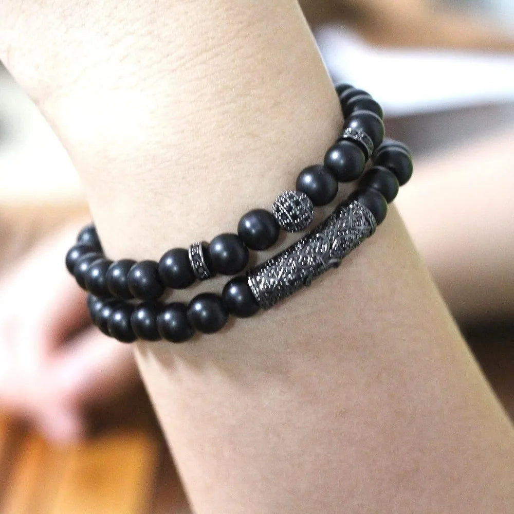 Blak Obsidian Bracelet, Handmade Beaded 8MM Crystal Beads,Adjustable Stretch Bracelet,Chakra Bracelet,Protection Bracelet,Bring