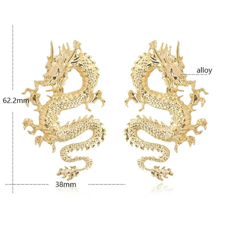Vintage Chinese Style Dragon Stud Earrings for Women