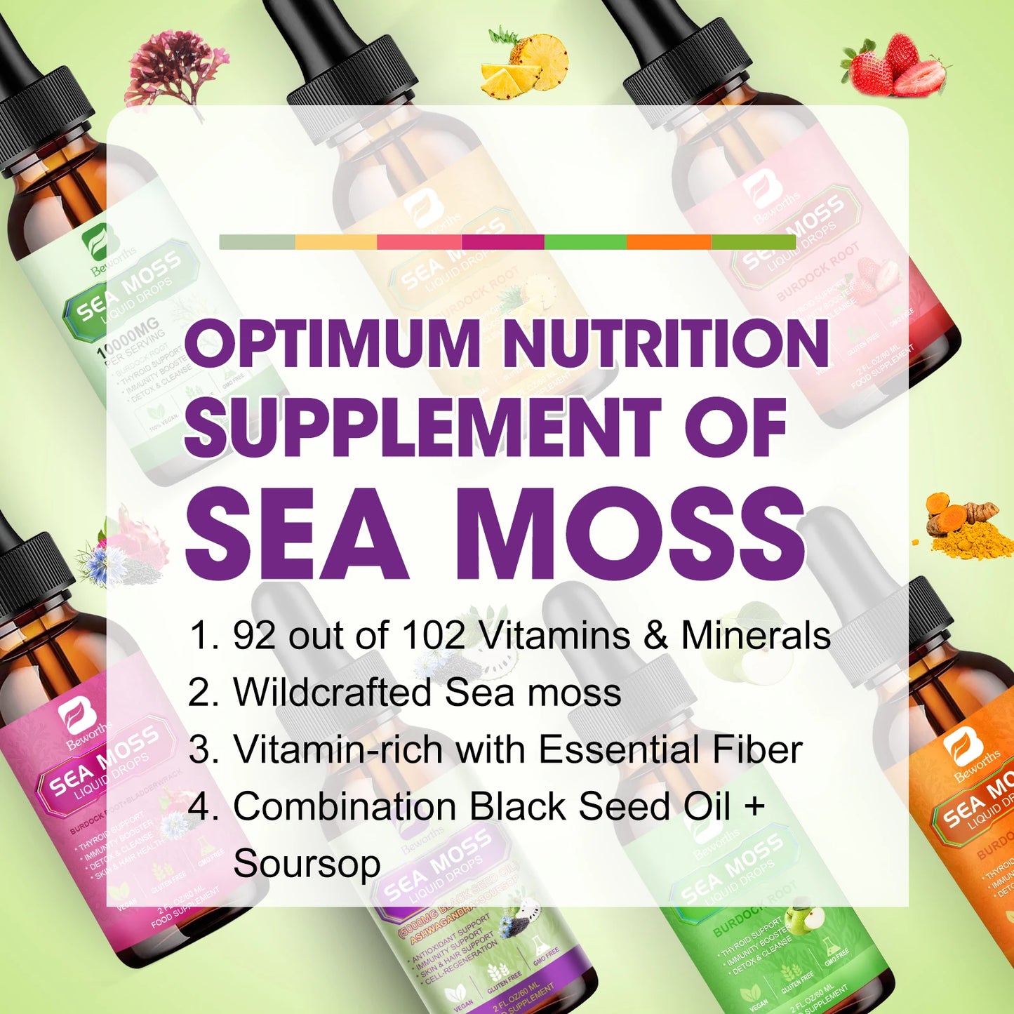 60ML Sea Moss Extract Drop Superfood, Support Immunity and Kidney Health, Aids in Weight Management, Promote Digestion and Antioxidation