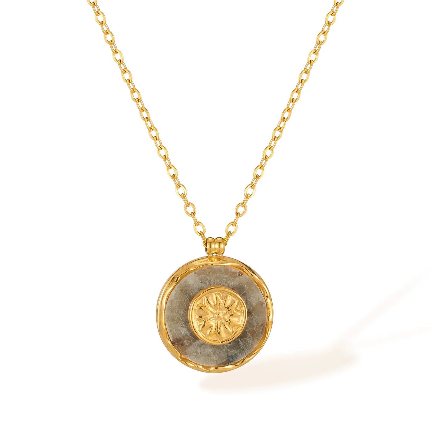Esoteric Jewlery Women's Geometric Natural Stone Clavicle Chain Pendant.
