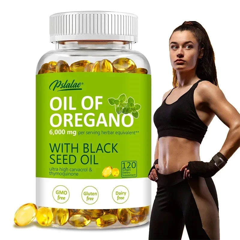 Oregano Oil - with Black Seed Oil, for Digestion, Relieves Bloating, Boosts Immune, Antioxidant - 120pcs