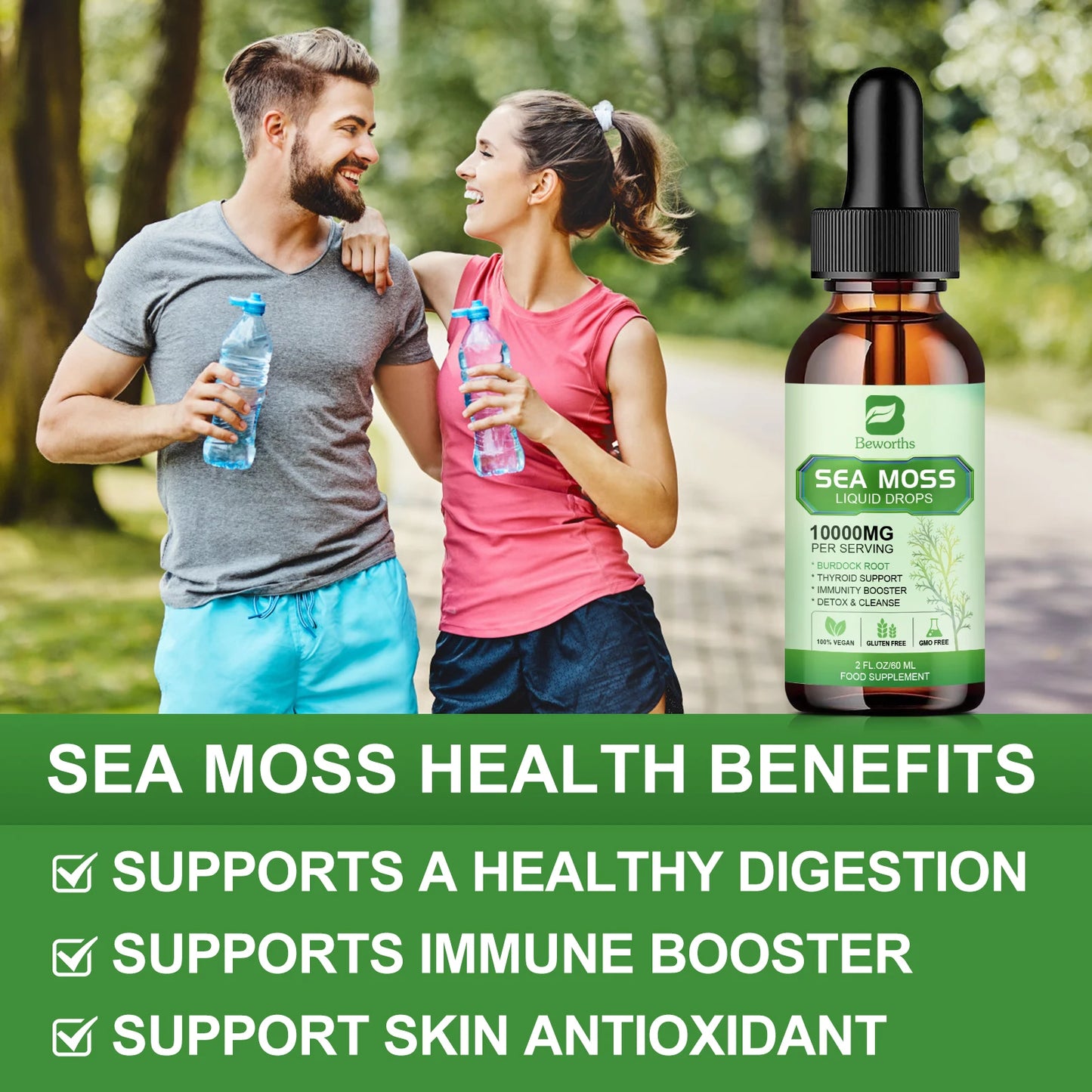 Sea Moss Liquid Drops Sea Moss Black Seed Oil Multimineral Seamoss Support Antioxidant, Immune, Thyroid Function & Gut Health