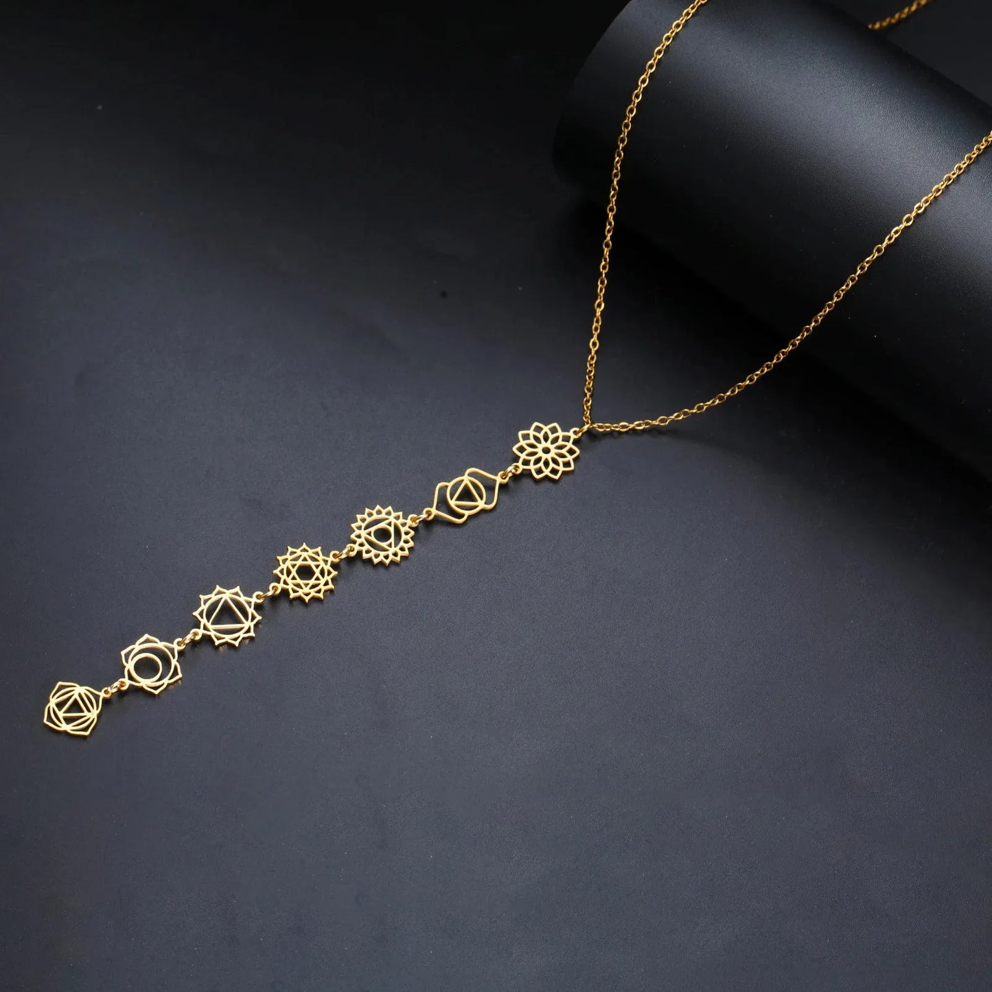 Hypoallergenic Stainless Steel Esoteric7 Chakra Pendants Necklace for Women
