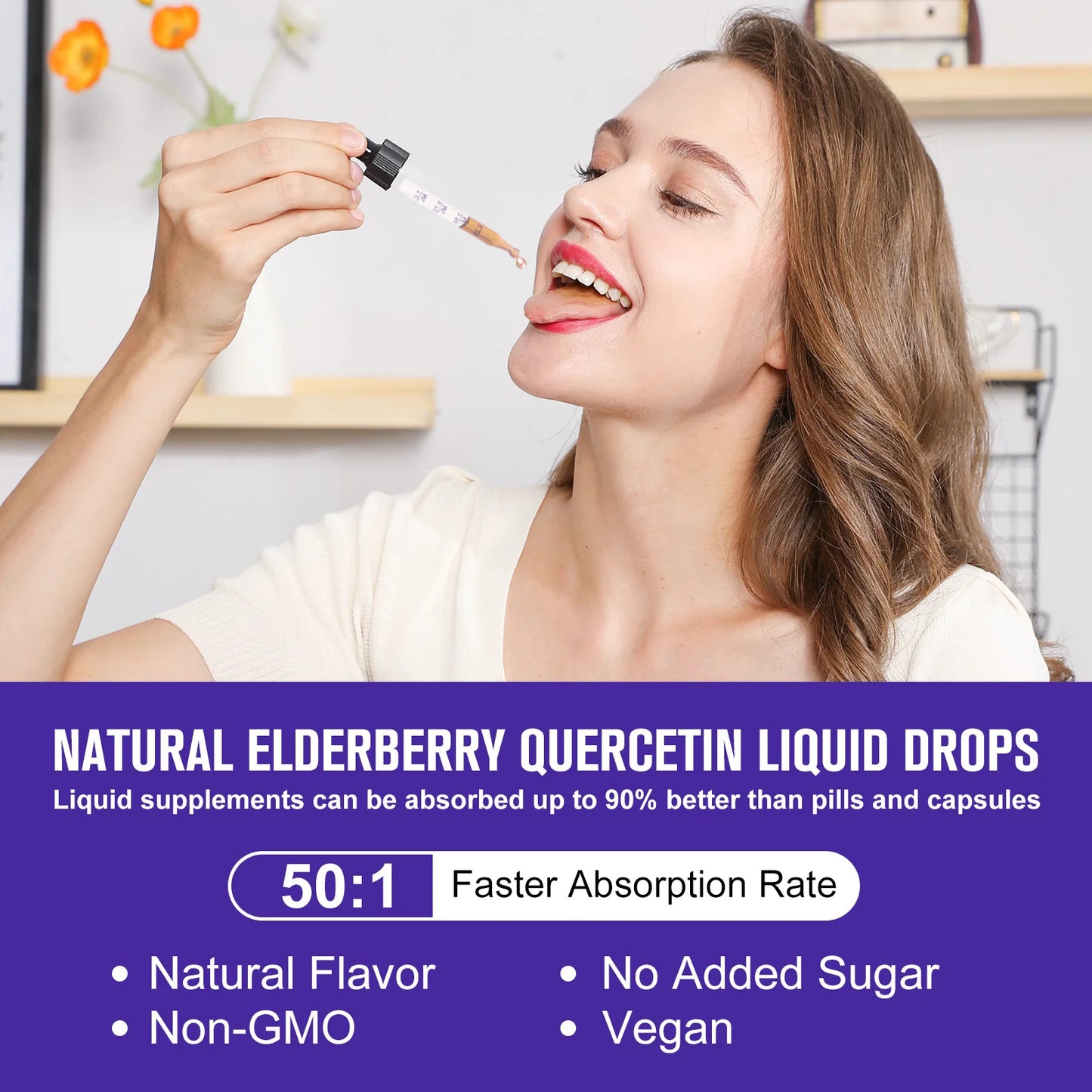 Black Elderberry Drops with Vitamins C, D and Zinc Boost Immunity and Heart Function Health Support Antioxidant