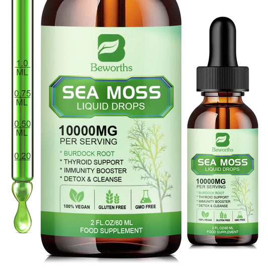 Sea Moss Liquid Drops Sea Moss Black Seed Oil Multimineral Seamoss Support Antioxidant, Immune, Thyroid Function & Gut Health
