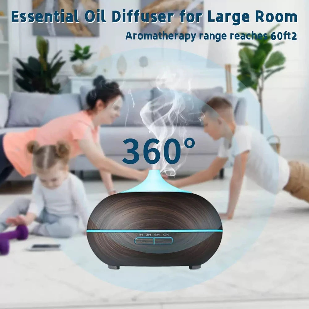 Ultrasonic Aromatherapy Diffuser | 6 Essential Oils, Remote, Auto Shut-Off, 7-Color LED | Cool Mist Humidifier for Home