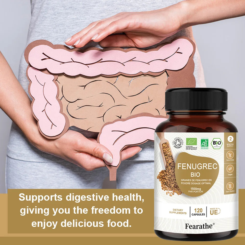 Fenugreek 1500Mg - 120 Capsules - Organic Fenugreek Rich in Protein & Vitamins, Enhances Breast Size In Divine Feminine by increasing Mammary Gland Production & Boost Testosterone Levels in Divine Masculine & Libido.