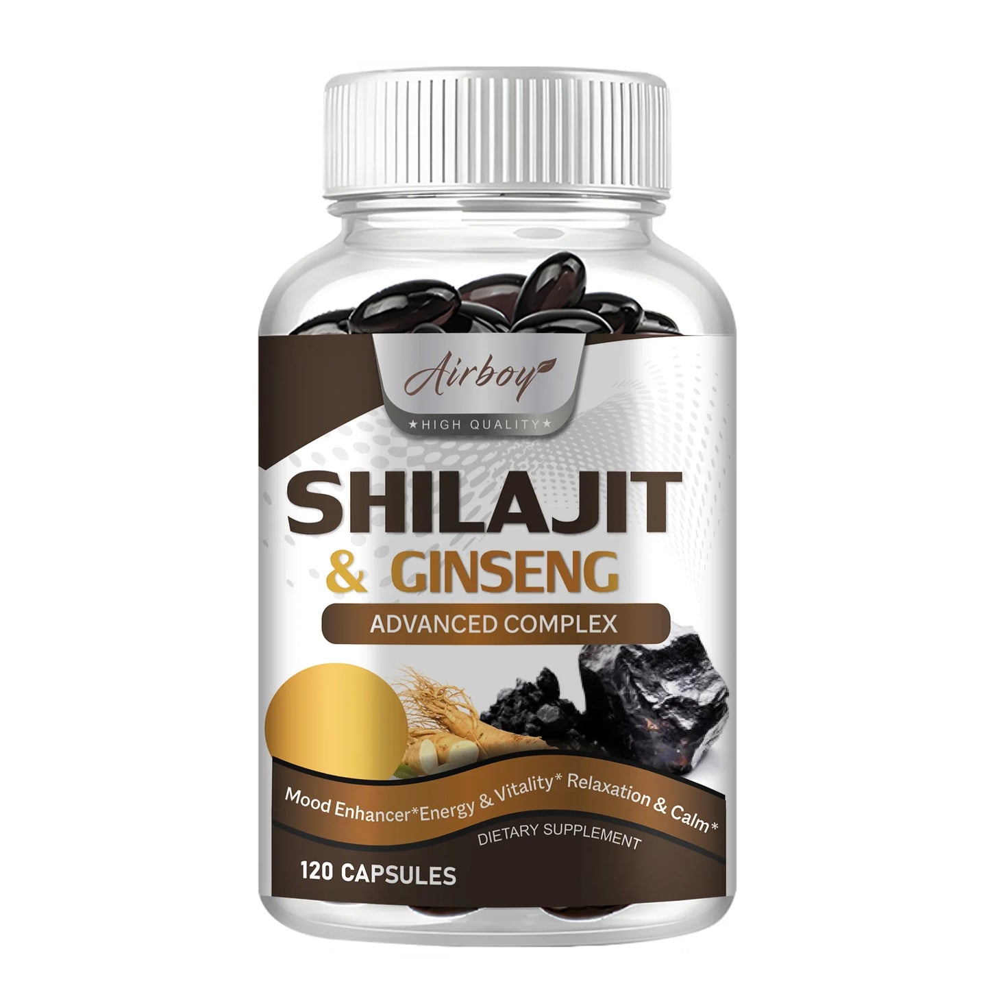 Shilajit & Ginseng Supplement - Provides Energy, Stamina and Endurance, Enhances Brain & Memory, Immune Support - 120 Capsules