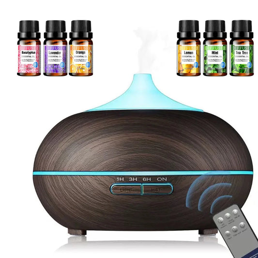 Ultrasonic Aromatherapy Diffuser | 6 Essential Oils, Remote, Auto Shut-Off, 7-Color LED | Cool Mist Humidifier for Home