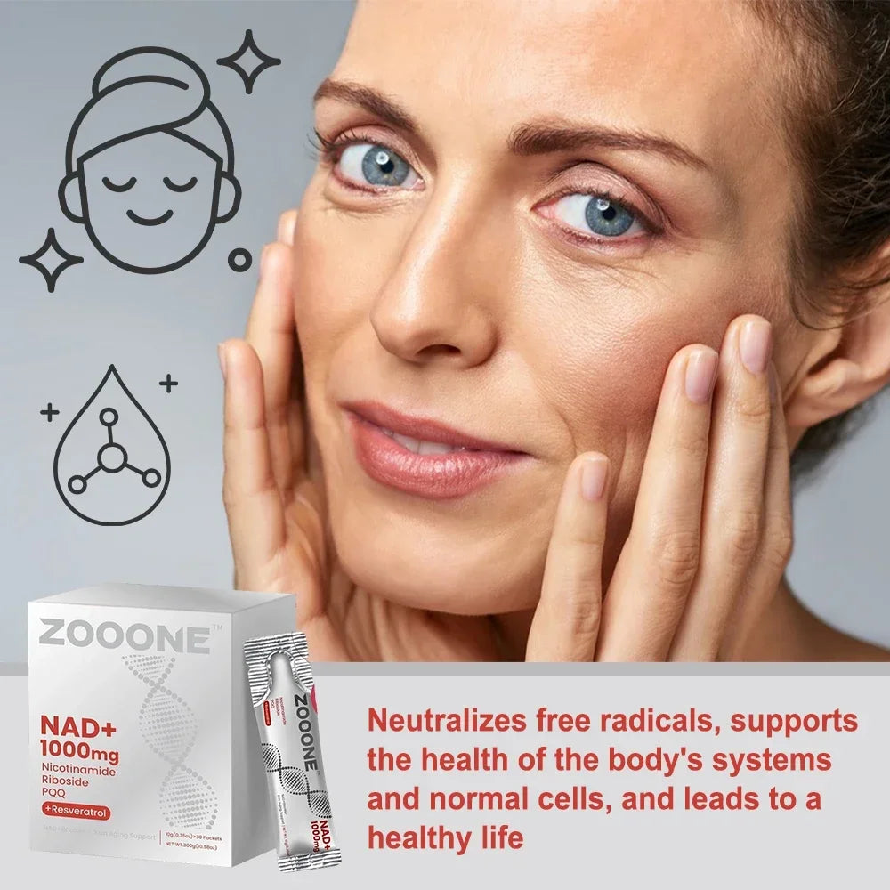 NAD+ Berry Flavored Drink Mix for Anti-Aging, Cellular Regeneration 🧬 Energy & Focus - 30 Packets.