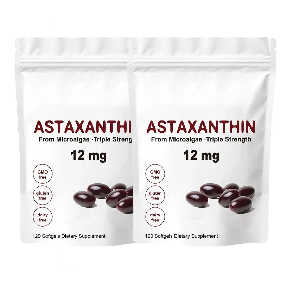 Astaxanthin 12mg, 120 soft gels, Premium Astaxanthin Antioxidant Supplements for Skin Health, Hair Growth, Collagen, Age Reversal, Removes Oxidative Stress, 6000 x’s more powerful than vitamin C