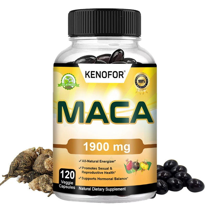 Organic Maca Root Capsules For Men & Women Non Gmo Pure Peru Maca Root Extract Black Red Yellow Supports Natural Energy, Boost Libido, Increases Fertility
