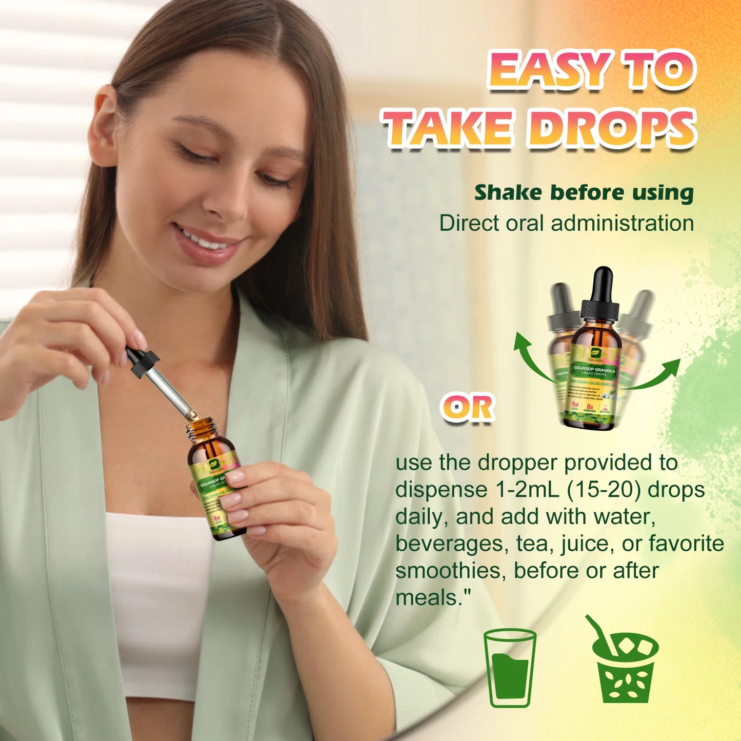 Soursop Graviola Extract 60 ML Drops Black Seed Oil Support Immunity and Kidney Health,Detox,Antioxidation Gluten-Free