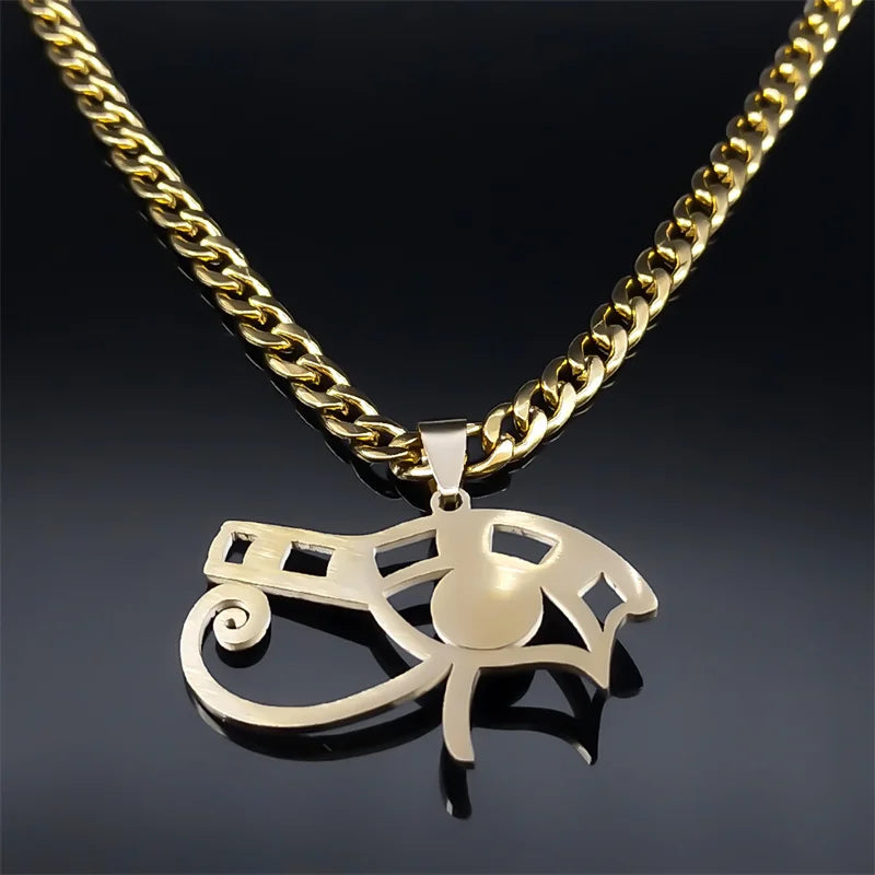Egyptian Eye of Horus Necklace Women & Men Stainless Steel Pendant