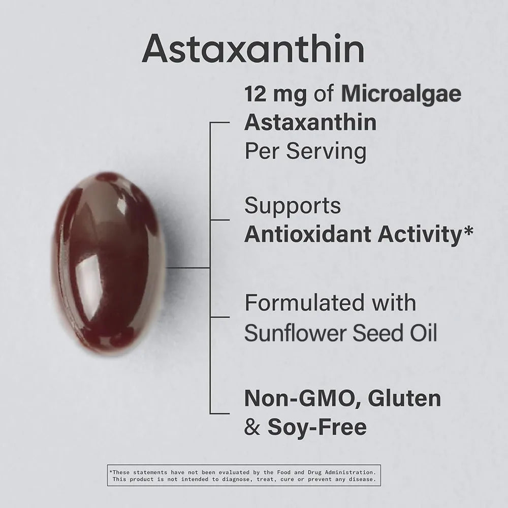 Astaxanthin 12mg, 120 soft gels, Premium Astaxanthin Antioxidant Supplements for Skin Health, Hair Growth, Collagen, Age Reversal, Removes Oxidative Stress, 6000 x’s more powerful than vitamin C