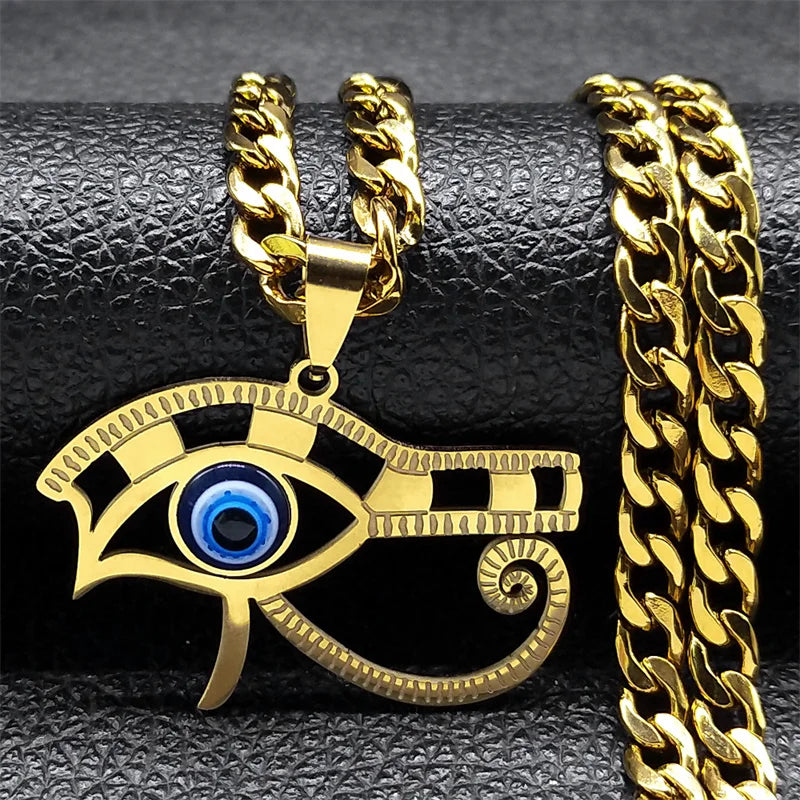 Egyptian Eye of Horus Necklace Women & Men Stainless Steel Pendant