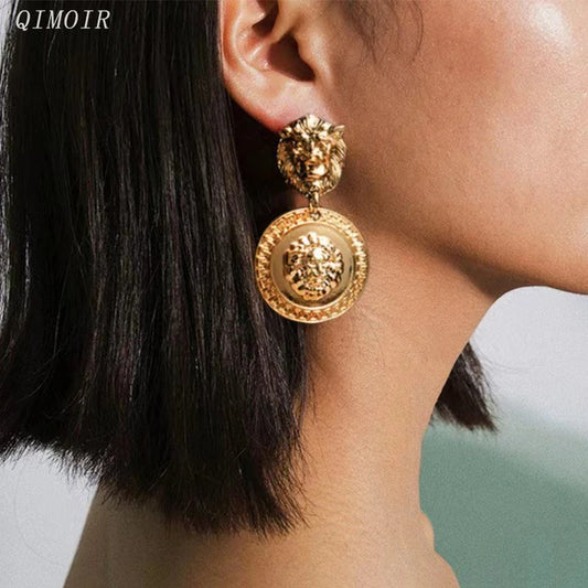 Lion Head Statement Vintage Earrings For Women
