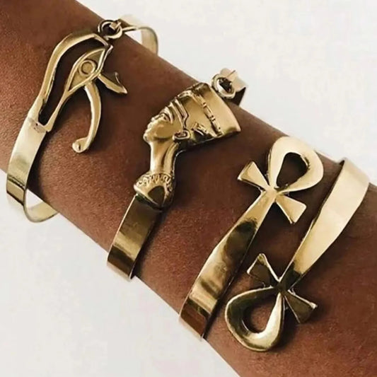 Stainless Steel Egyptian Cuff Bracelet for Women  Eye Ankh Cross Queen EsotericBracelet Bangles Vintage