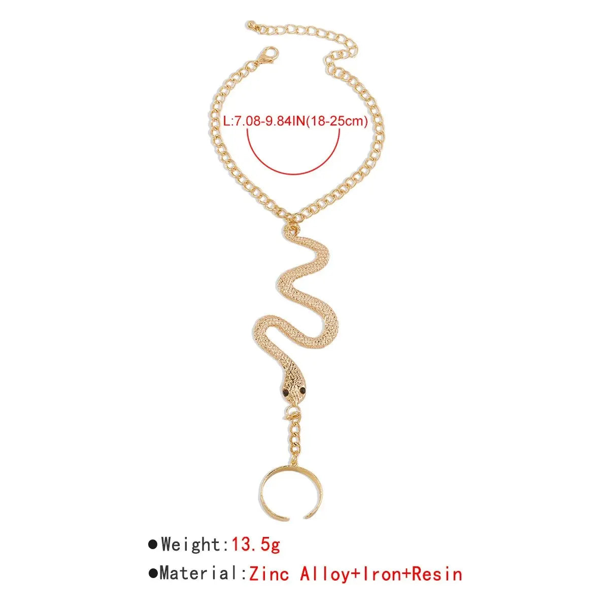 Kundalini Serpent Connecting Finger Ring Snake Bracelet for Women Vintage Tassel Hand Jewelry