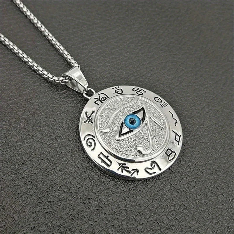 Silvery or Golden Egyptian Eye of Horus Ra Pendant Necklace Jewelry - Unisex