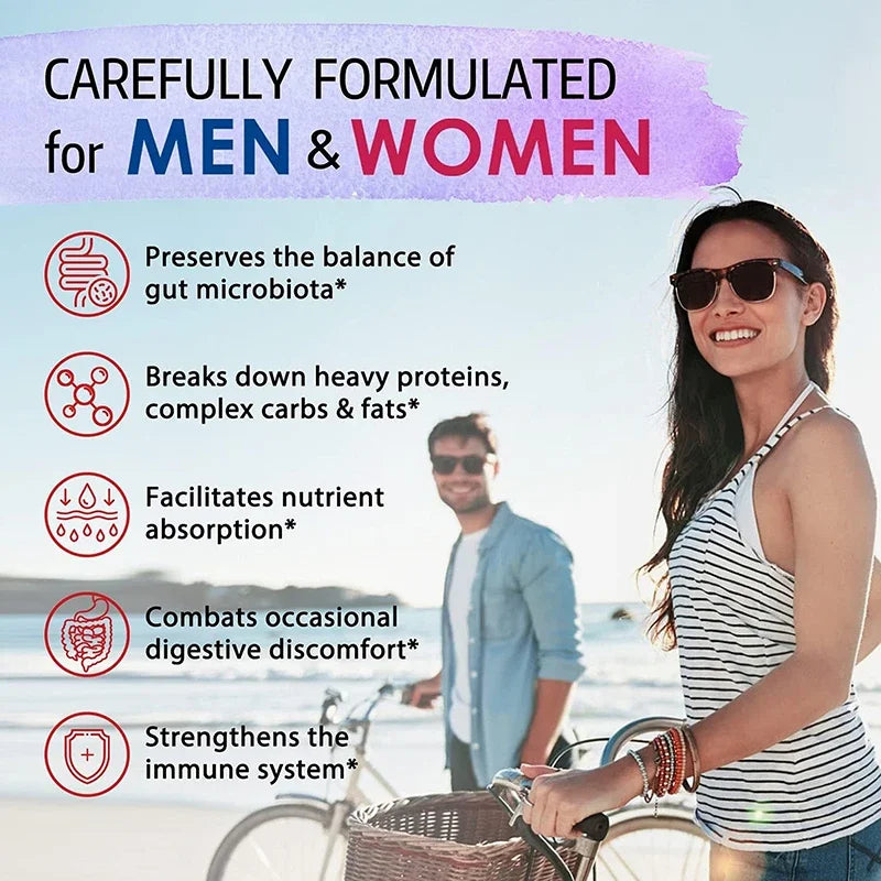 Probiotics + Digestive Enzymes - Improves Digestion and Immunity, Relieves Constipation, Intestinal Health - 120 Capsules