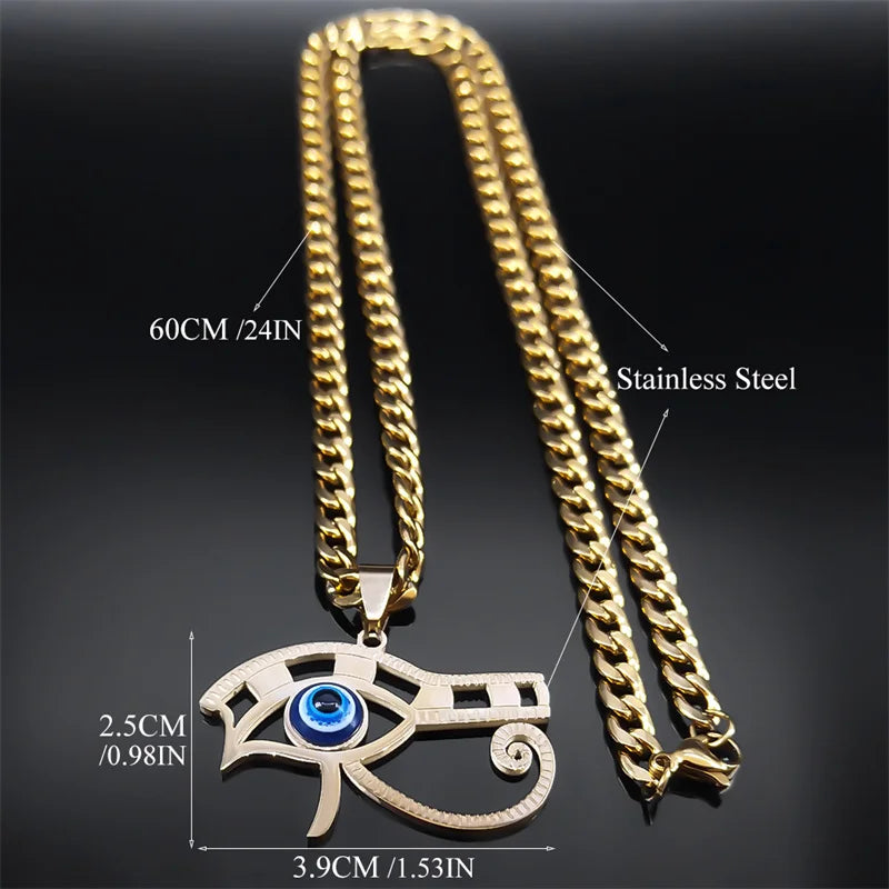 Egyptian Eye of Horus Necklace Women & Men Stainless Steel Pendant