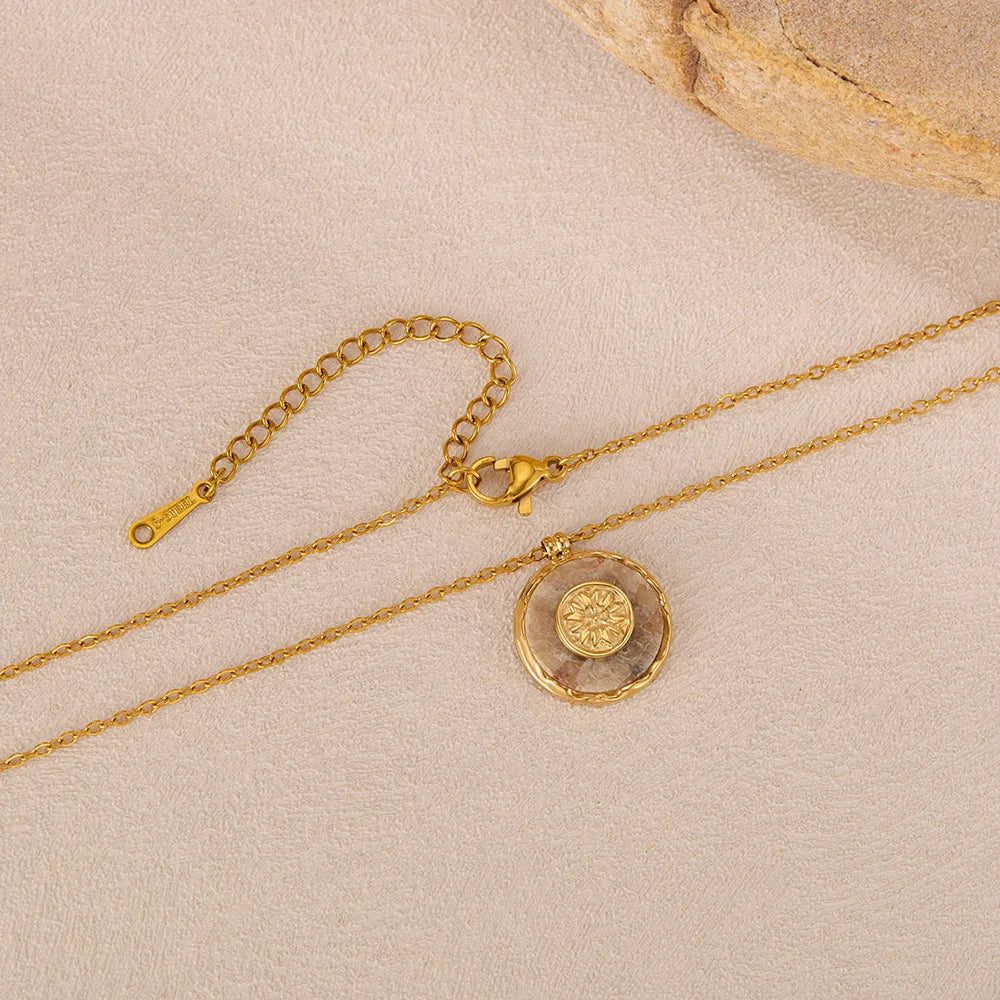 Esoteric Jewlery Women's Geometric Natural Stone Clavicle Chain Pendant.