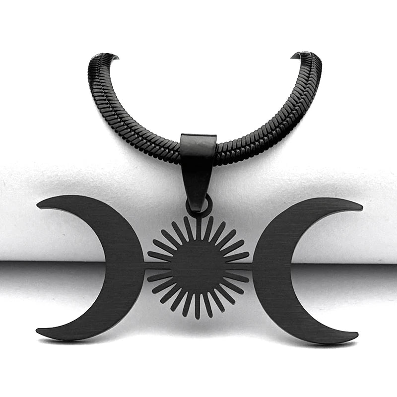 Moon Goddess Choker Stainless Steel Gold Color Esoteric Necklace.