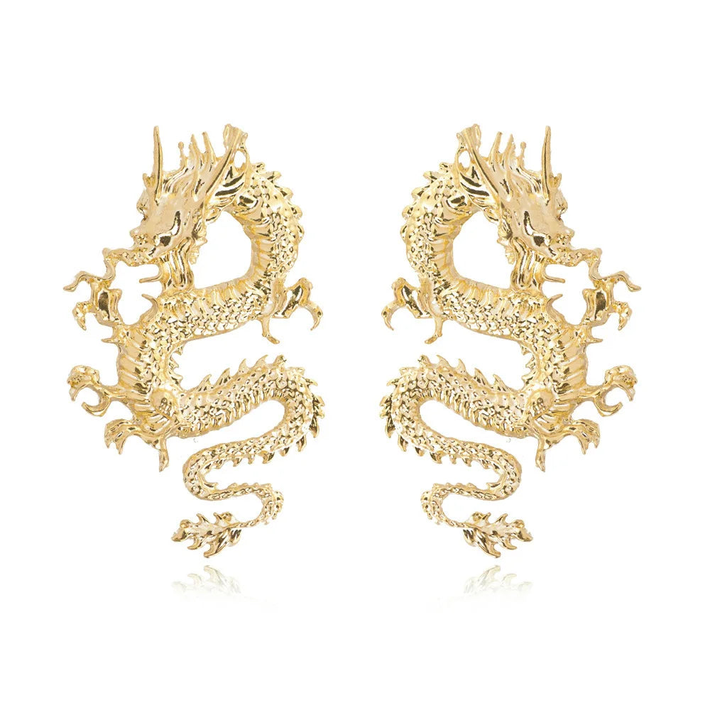 Vintage Chinese Style Dragon Stud Earrings for Women