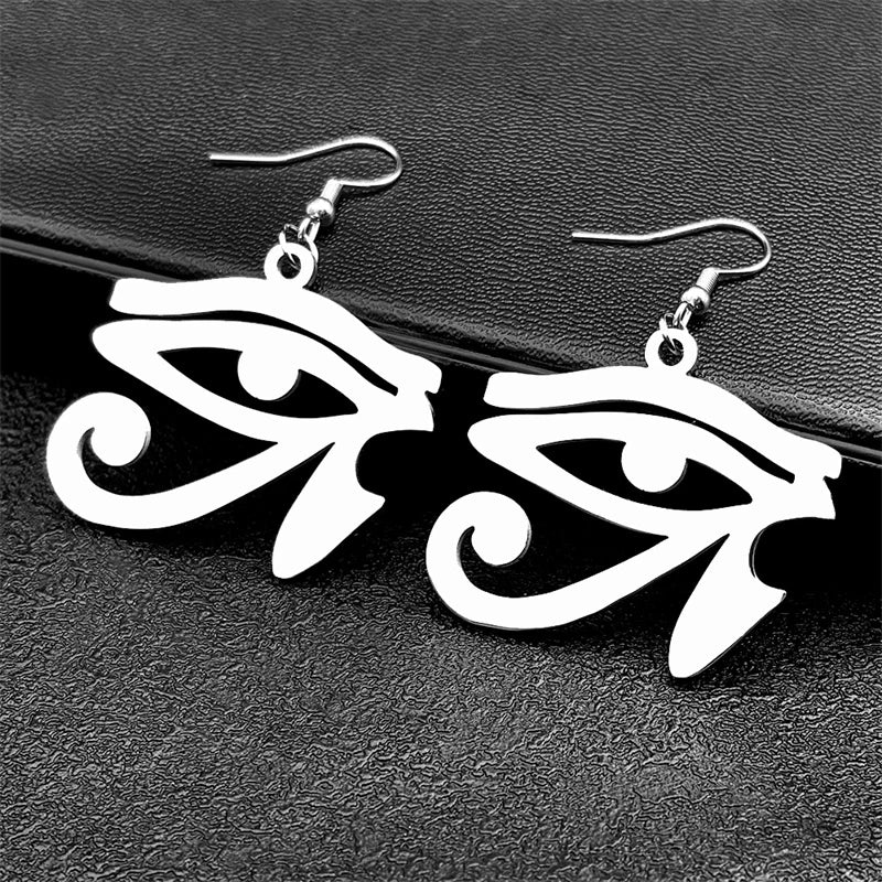 Ancient Egyptian Eye of Horus Dangle Earring for Women Stainless Steel Gold Color Amulet Earrings
