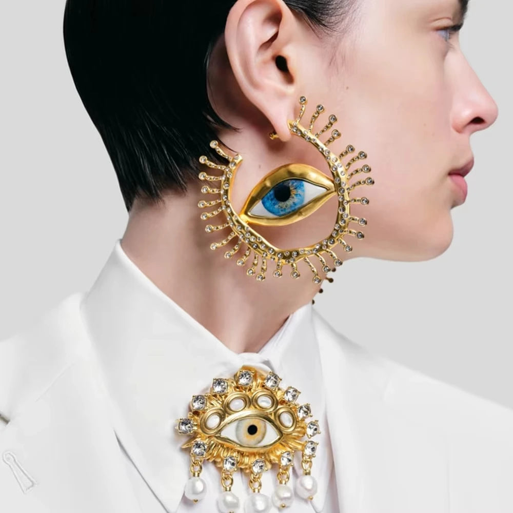 Vintage Resin Big Eyes Dangle Earrings For Women  Evil Eye Fashion Earrings