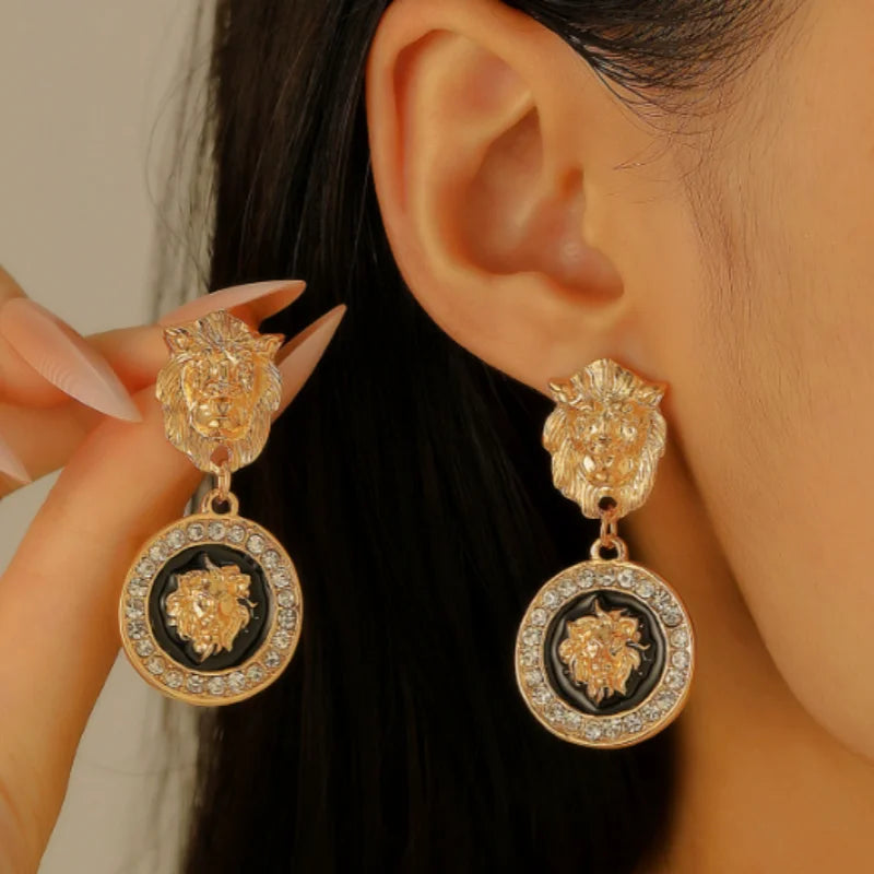 Lion Head Statement Vintage Earrings For Women