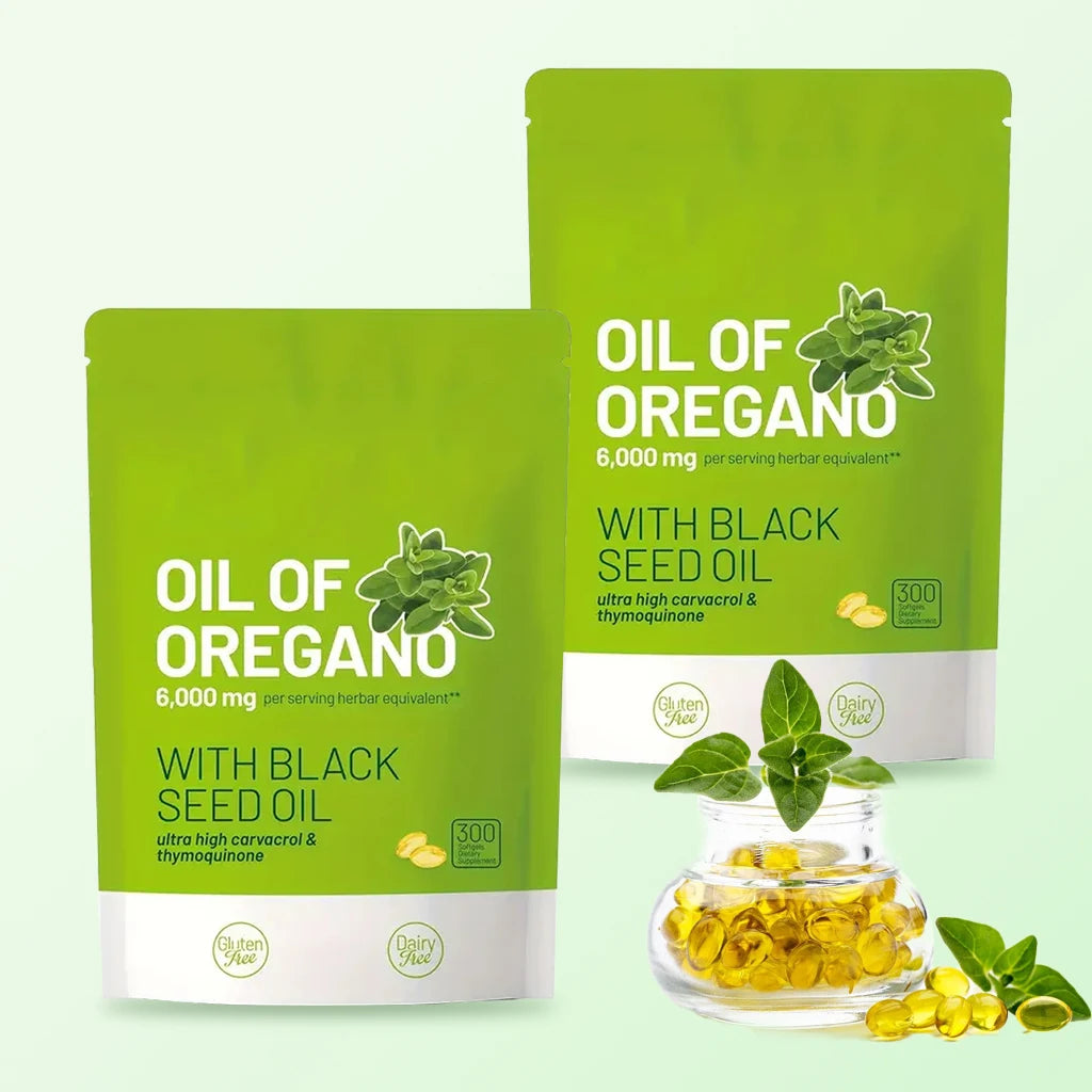300 Capsules Oil Of Oregano with Black Seed Oil Natural Antioxidants - antimicrobial, antiviral Supports healthy Immune System.