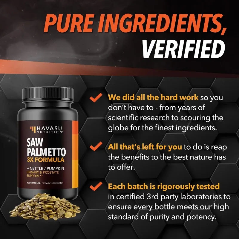 Saw Palmetto Blend, Pumpkin Seed Extract, Prostate Supplement, Prostate Support, Prostate and Urinary Health, 120 Capsules