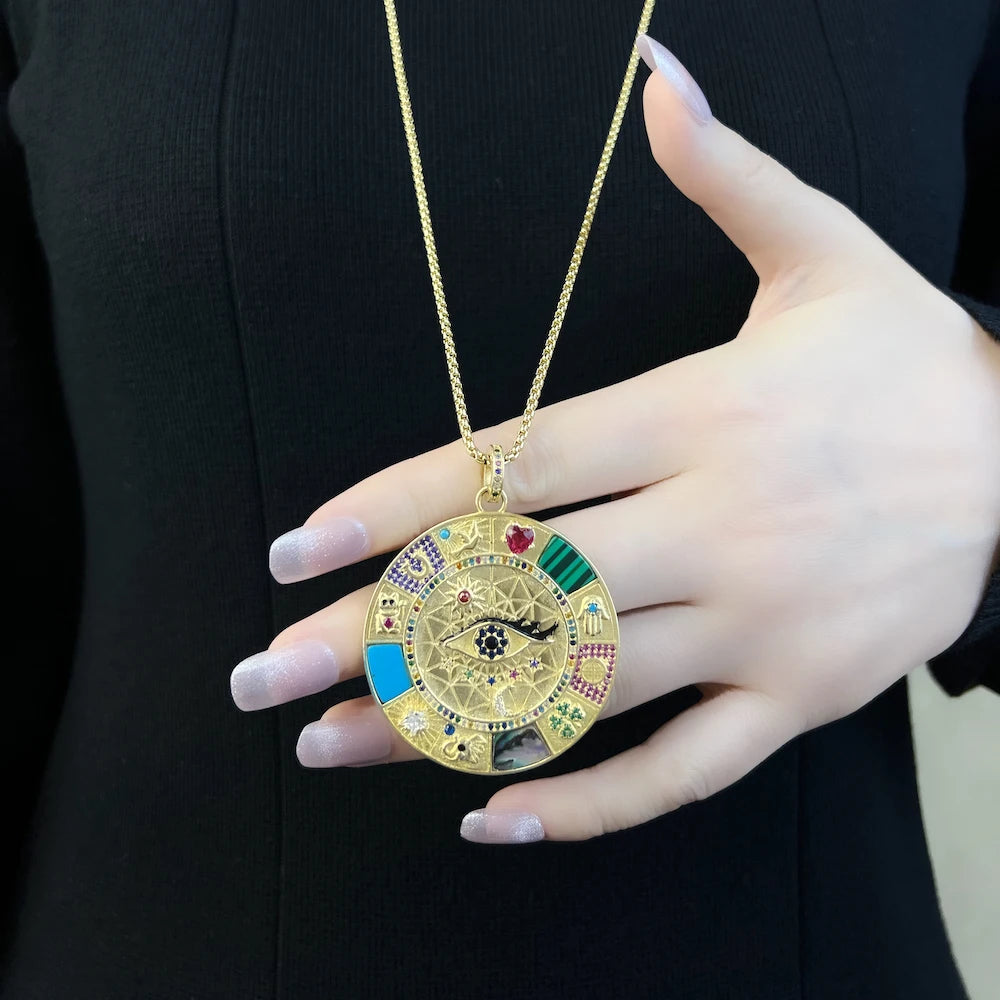 Amulet Magical Wheel Of Fortune Necklace For Women and Men