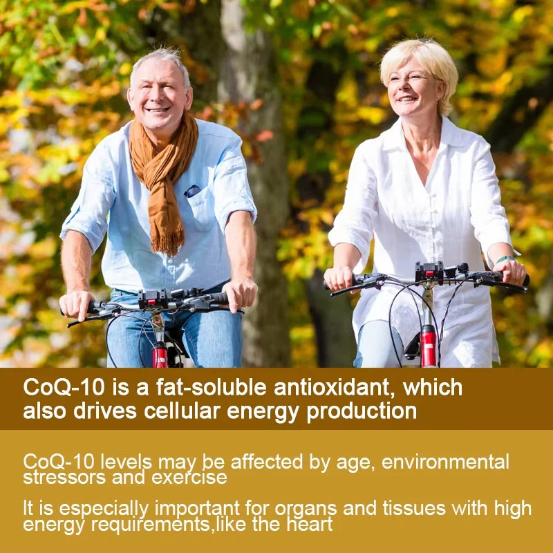Coenzyme Ubiquinol Q10 Capsules COQ10 Health Supplement for Adult Enhance Heart Function Support Brain and Skin Health