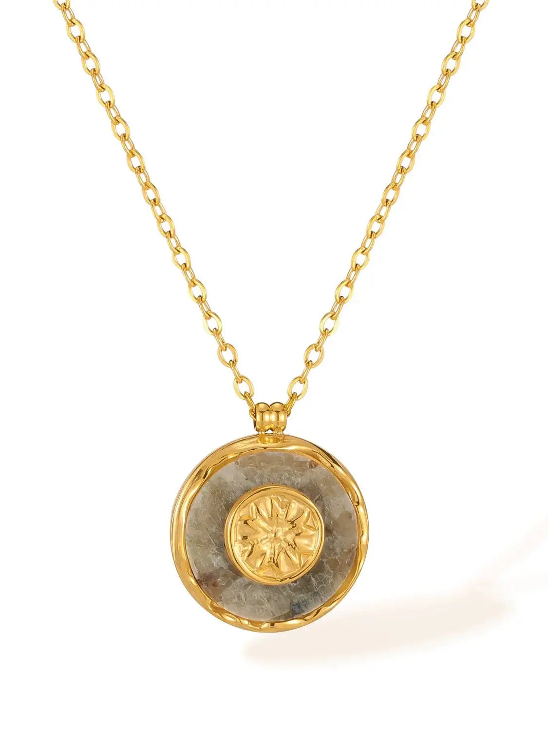 Esoteric Jewlery Women's Geometric Natural Stone Clavicle Chain Pendant.