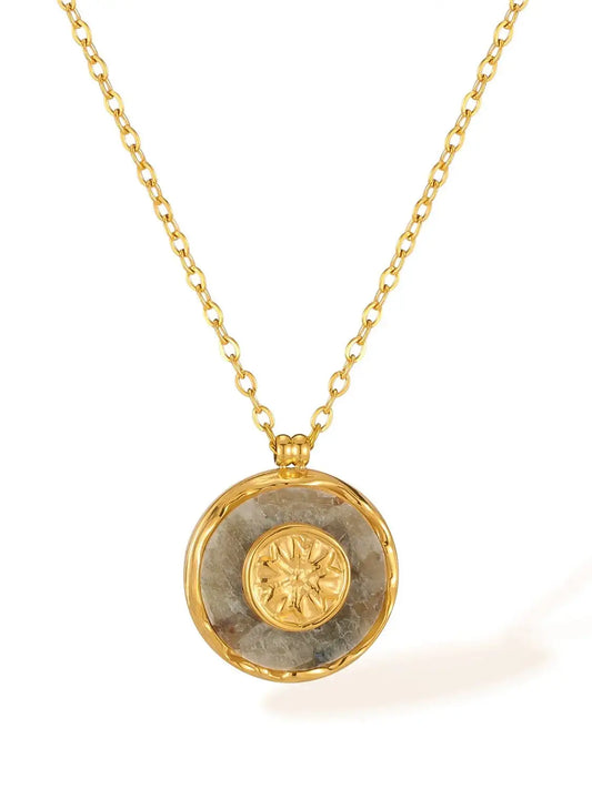 Esoteric Jewlery Women's Geometric Natural Stone Clavicle Chain Pendant.